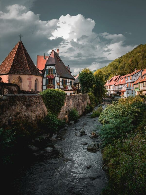 River in Kaysersberg village in Alsace, France