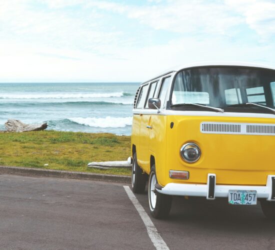 vintage car tour in front of the sea