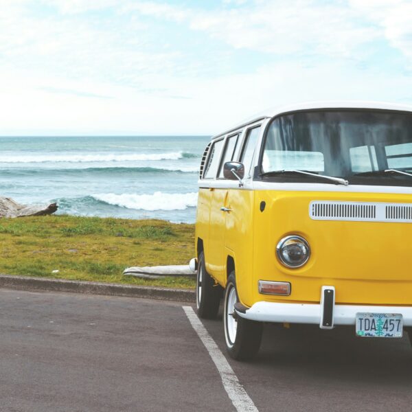 vintage car tour in front of the sea